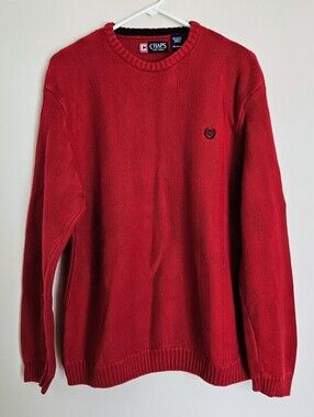 Like-New! Chaps Men's Red Heavyweight Winter Sweater, 100% Cotton, Size XL